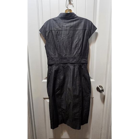 Calvin Klein Dark Gray Short Sleeve Button Down Denim Sheath Dress Career Sz. 10 - Picture 6 of 9